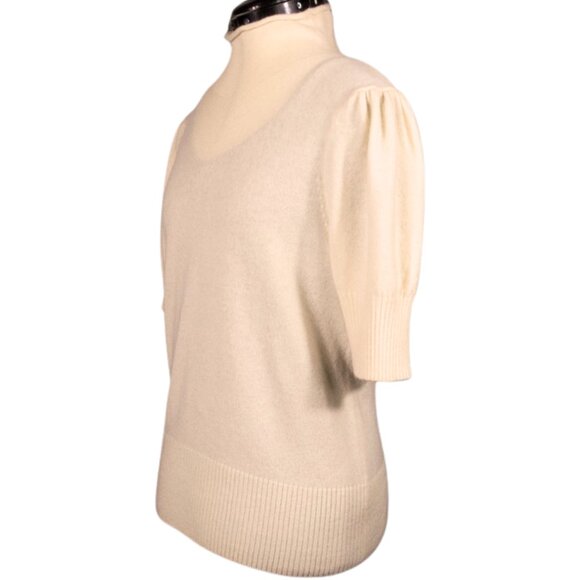 Cinq à Sept Tous Les Jours 100% Cashmere Puff Sleeve Mock Neck Sweater Size L - Picture 6 of 14